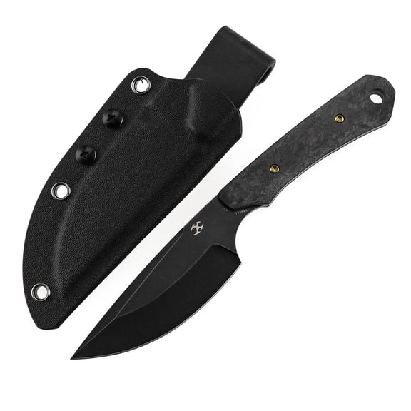 Kansept Flank Fixed Blade Knife,3.69'' D2 Steel Shred Carbon Fiber Handle Pocket Tactical Knives, G006A1,with sheaths