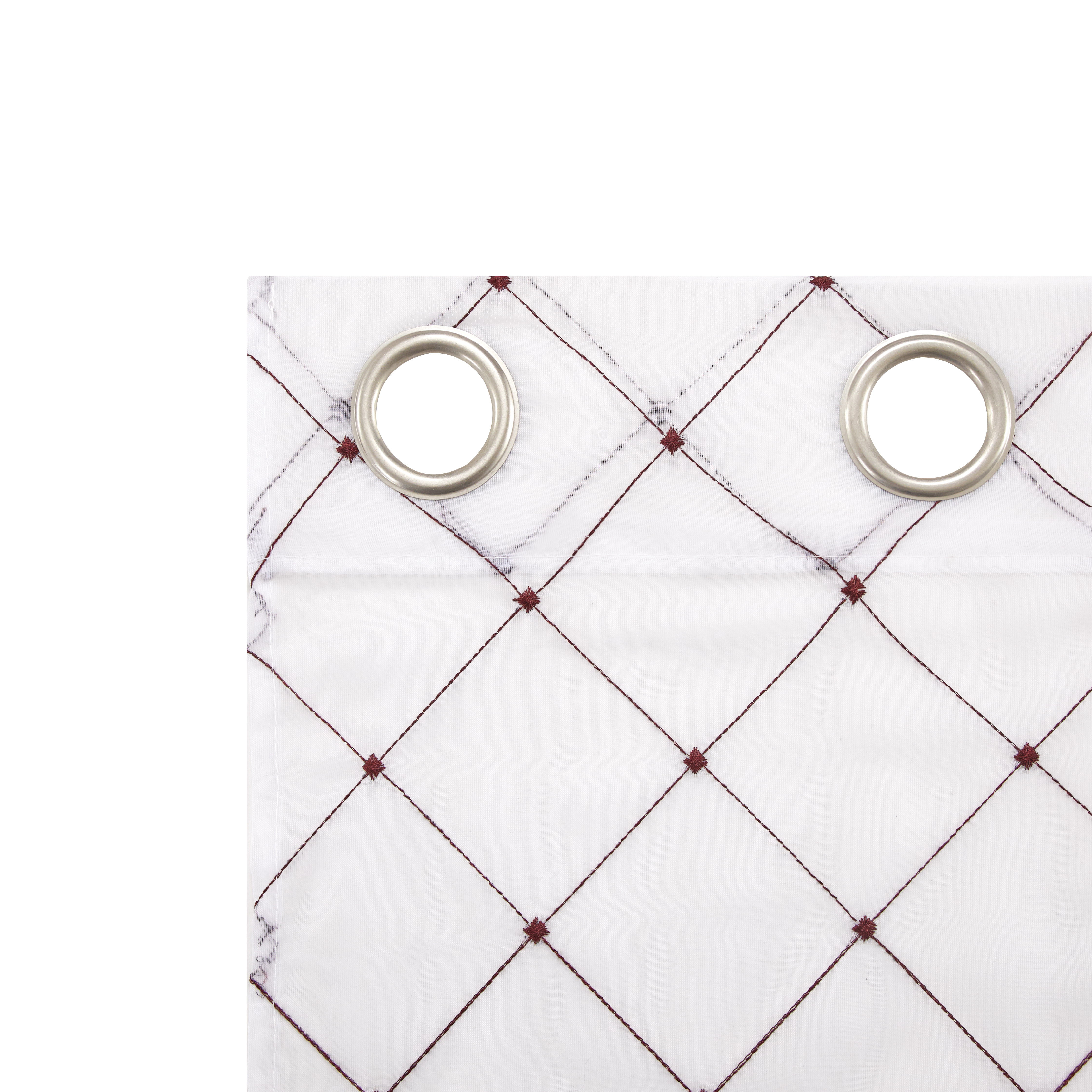 Better Homes & Gardens Maroon Embroidered Lattice Sheer & Twill Weave 4 Piece Curtain Set, 63"