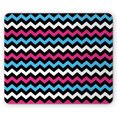 thumbnail image 1 of Modern Mouse Pad, Colorful Zigzag Twisty Bands Winding Abstract Chevron Tiles Geometric Print, Rectangle Non-Slip Rubber Mousepad, Pink Sky Blue Black, by Ambesonne, 1 of 2