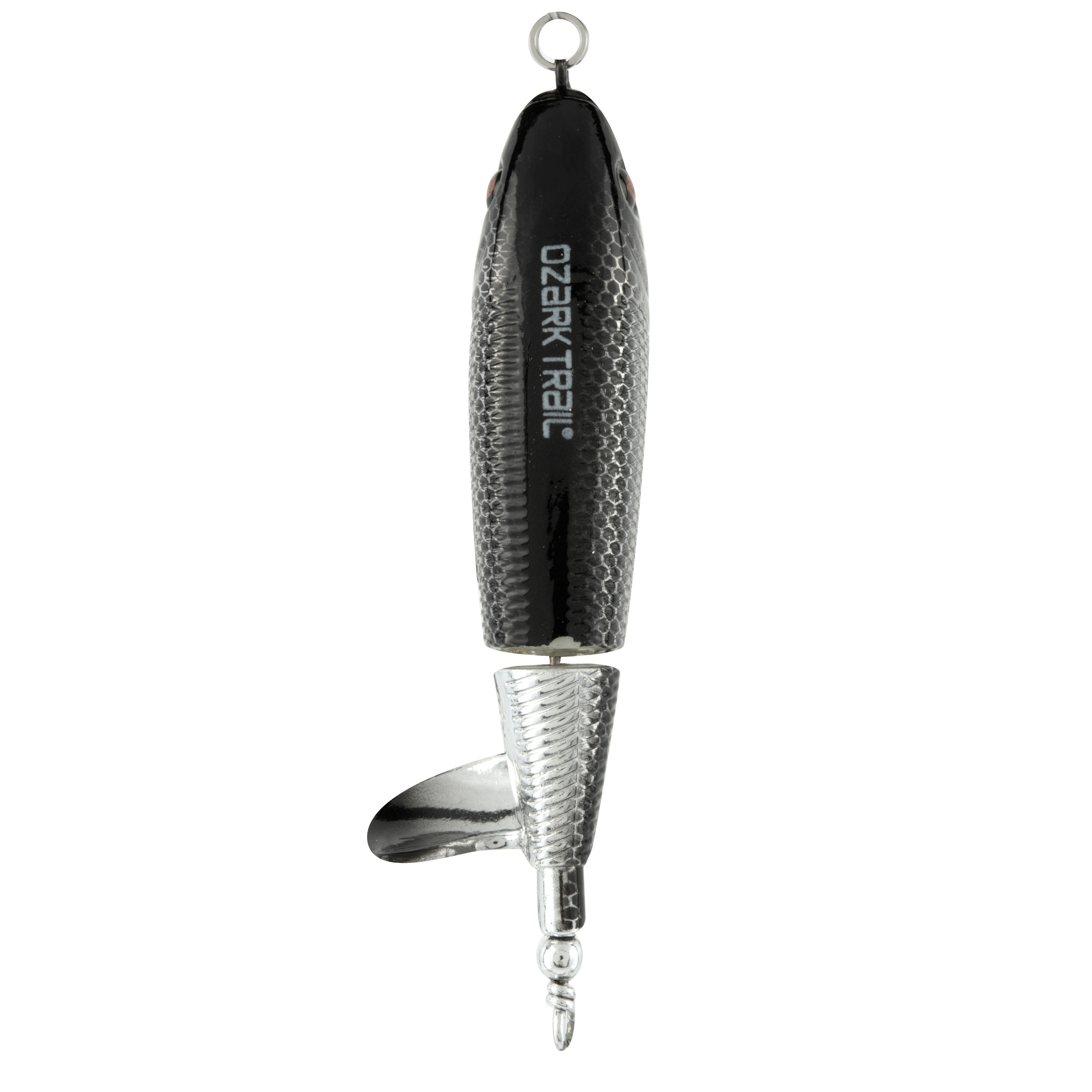 Ozark Trail 3.5" Topwater Prop Bait Fishing Lure for Bass, Pike, and Musky, Soft and Hard Plastic, Chrome Color