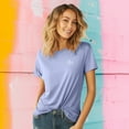 thumbnail image 3 of Dalix Be Kind Embroidered Cotton Relaxed Fit Short Sleeve Crewneck Tee Shirt Women in Lavender Blue 2XL XX-Large, 3 of 5