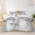 thumbnail image 3 of Homewish Gray Tie Dye Twin Duvet Cover,Retro Geometric Artwork Twin Bedding,Reversible,2 Pieces,1 Duvet Cover and 1 Pillowcase, 3 of 6