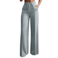 thumbnail image 3 of VBVC Women's Drawstring Wide Leg Dress Pants,Slim Pleated Work Trousers with Pockets,Ladies Stretchy Comfortable Business Office Slacks with Pockets,Gray,S-3XL, 3 of 10