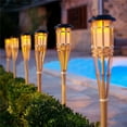 thumbnail image 2 of Zhangyh Flickering Flames Solar Powered Lights Outdoor, Waterproof 12LED Bamboo Solar Torch Lights Landscape Garden Decorative Lighting for Courtyard Pathway Fence Lawn Lamp Spotlights, 2 of 10