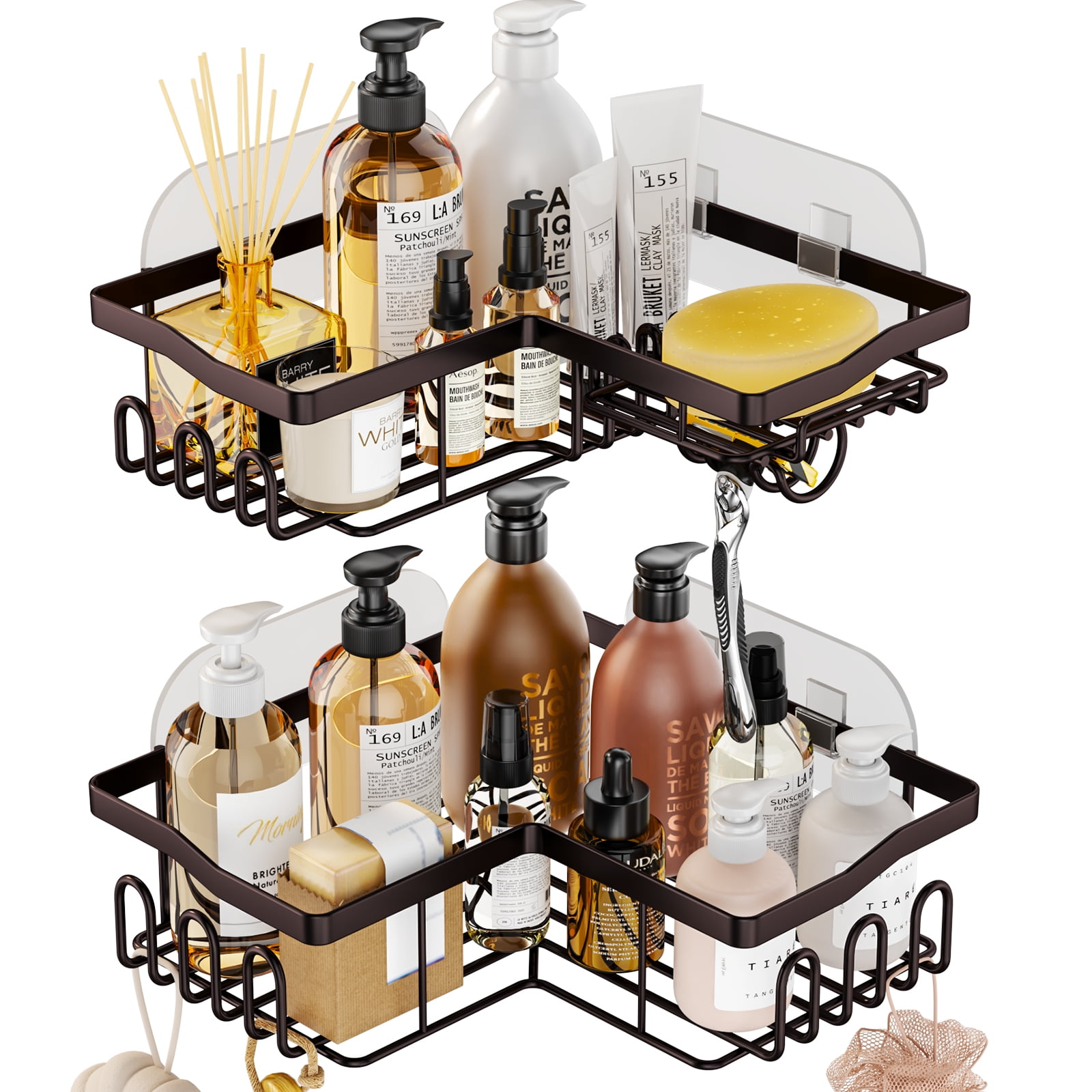 HAPIRM Corner Shower Caddy with Shampoo Holder, 2Pack Shower Organizer