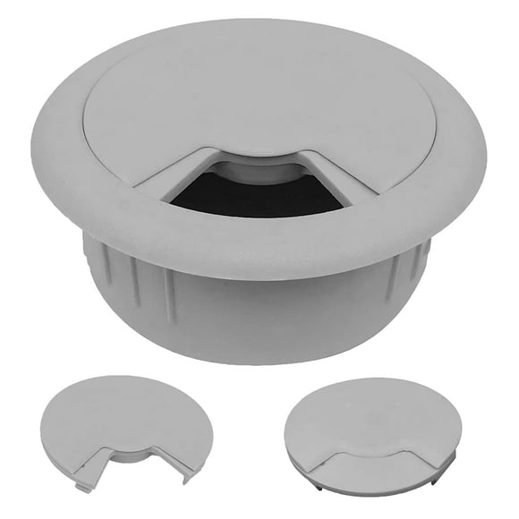 CordAway Passe-Partout Rond en Plastique Idéal pour Bureau à Domicile, Ordinateur, Gaming, Home Cinémas et Centres de Divertissement Réglable, Diamètre 2-3/8 Pouces, Profondeur 1-1/8 Pouces, Gris, 1 Pce