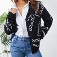 thumbnail image 3 of Liacowi Women Juniors Knitted Cardigan Long Sleeve Dinosaur Print V Neck Sweater Button Down Casual Loose Pullover Knitwear, 3 of 8