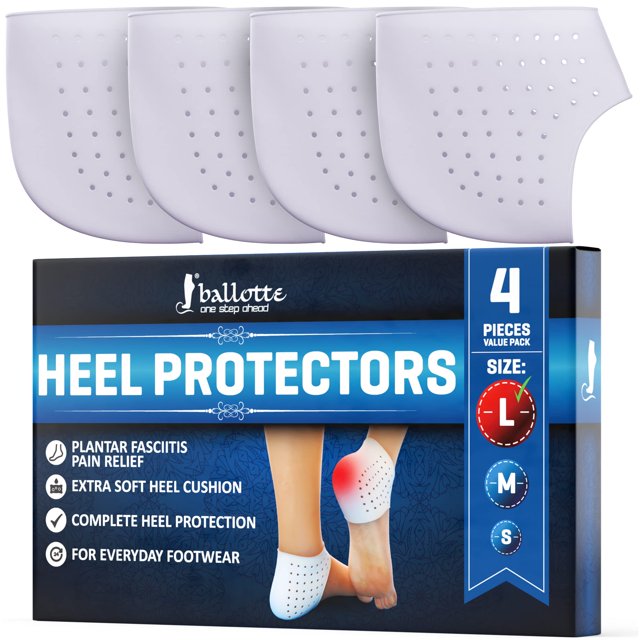 Protectores de talón de gel de silicona Ballotte, talla grande