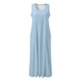 thumbnail image 4 of Cathalem Holiday Dresses for Women Plus Size Womens Summer Dresses Beach Casual Plus Size Sleeveless Loose Flowy Sundresses(Light Blue,XXXXL), 4 of 6