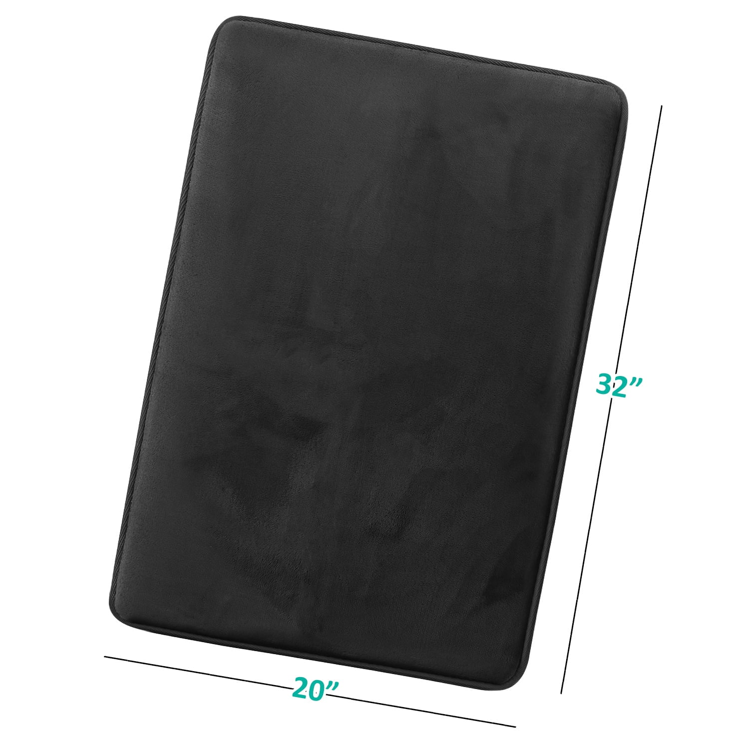 Nestl Absorbent Memory Foam Bath Mat Set Bathroom Rug, Black, 20"X30"