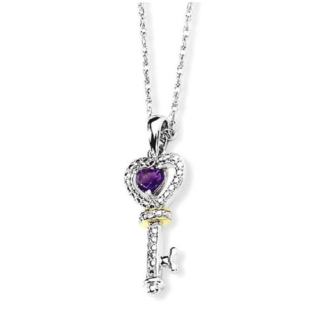 925 Sterling Silver 14k Purple Amethyst Diamond Key Chain Necklace Pendant Charm Gemstone Gifts For Women For