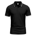 thumbnail image 5 of Cotton Short Sleeve Polo Shirts for Men 3 Button Slim Fit Golf T Shirts Wrinkle Resistant Breathable Moisture Wicking Business Casual Wear Tops , #02 Black, M, 5 of 7
