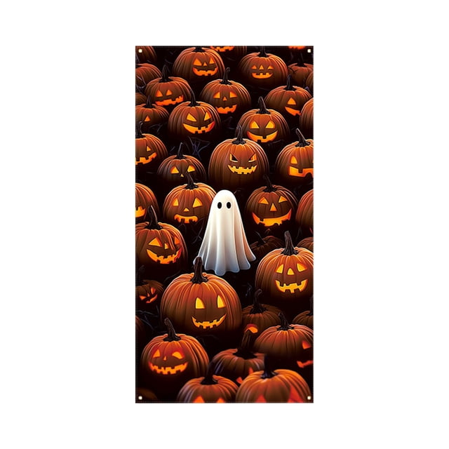 Cortina Colgante de Halloween para Puerta Zjt250901002 | Tela de Poliéster Gruesa y Lavable | Estampado de Calavera Fantasma Realista | Instalación Sencilla En 2 Minutos | Decoración para Fiestas En