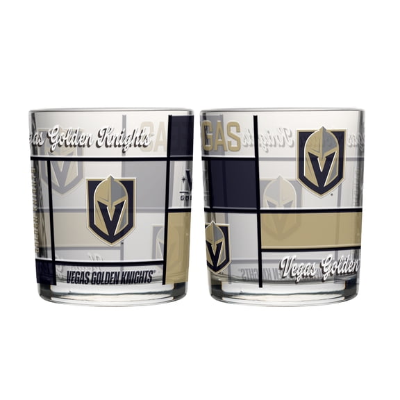 Logo Brands Vegas Golden Knights 12oz. Quilted Stained Two-Pack Rocks Glass Set