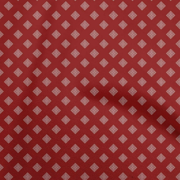 oneOone Cotton Poplin Red Fabric Geometric Dress Material Fabric Print Fabric By The Yard 56 Inch Wide