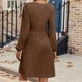 thumbnail image 3 of SMihono Women's Casual Knit Sweater Dress with Pockets Crew Neck Long Sleeve A-Line Dresses for Women 2025 Spring Dresses Brown 8, 3 of 7