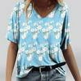 thumbnail image 1 of Mode Femmes Impression Décontractée V-Cou Manches Courtes T-shirt en Vrac Tops Floral Print Femmes Tops Femmes Manches Courtes Tops Femmes, 1 of 4