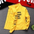 thumbnail image 5 of Abrigo vaquero para hombre, chaqueta vaquera de corte ajustado, color amarillo roto, con agujero en el lateral, informal, talla grande, entrega rápida, vaquero, invierno 2024, 5 of 5