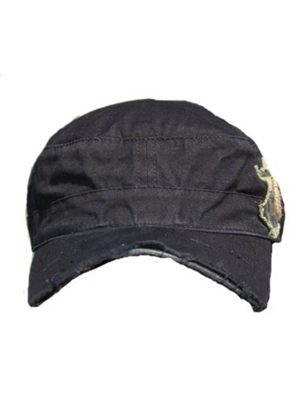 B-Star Unisex Vintage Cotton Cadet Gi Style Hat Cap, Black Frayed Bill