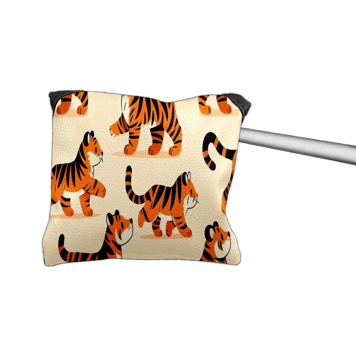 Putter Cover, Golf Club Headcovers LightBeige Tiger Premium PU Leather with Velvet Lining, Waterproof Putter Head Cover for Men Women (5.1"x5.5")