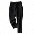 thumbnail image 2 of Linen Pants for Women Summer Casual High Waisted Drawstring Beach Pant Black XL, 2 of 4