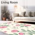 thumbnail image 2 of ODIKA 3'x5' Machine Washable Non-Slip Area Rug, Vintage Botanical Meadow Wildflower Garden Accent High Traffic Rug, Pink, 479441, 2 of 5
