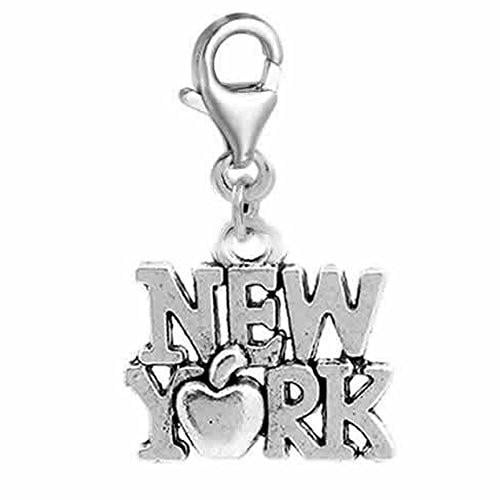 Clip-on New York Charm Pendant for European Clip on Charm Jewelry w/ Lobster Clasp