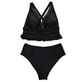 thumbnail image 2 of Plus Size Bikini Sets for Women,2-Piece Black Eyelet Swimwear,Cross Back Ruffle Bikini Top and Swimwear Bottom L-5XL, 2 of 9