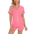 thumbnail image 2 of Conjunto de pijama Anjue para mujer, pantalones cortos con botones, manga corta de dos piezas, 2 of 5