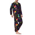 thumbnail image 2 of Salouo Rainbow Jellyfishes Print Button-Front Long Sleeve Pajama Set for Men, Soft 2Pjs Men's Long Sleeve Sleepwear-X-Large, 2 of 7