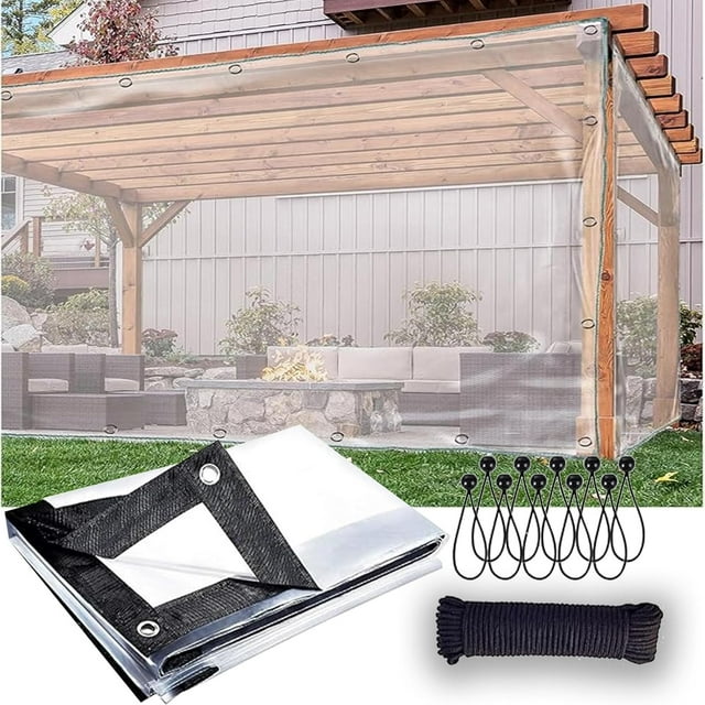 Bâche Transparente 5x8 avec Illets et Bords Renforcés, Bâche en Vinyle PVC Transparente Résistante à la Déchirure, pour Serre, Balcon, Jardin et Toit pour Animaux