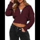 thumbnail image 2 of Sudaderas con Cremallera para Mujer, Conjuntos Casuales, Cárdigan, Ropa de Abrigo, Chaquetas de Invierno de Moda, Abrigos. Vino Tinto M, 2 of 7