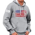 thumbnail image 2 of Men's & Women's Flag Print Pullover Hoodie, Unisex Loose Fit Long Sleeve Sweatshirt, Patriotic Streetwear for 4th of July, Christmas, Fall Winter Season,Light Gray,M, 2 of 6