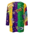 thumbnail image 4 of Mardi Gras Clothes for Women 3/4 Length Sleeve Plus Size Top, Casual Crew Neck Blouse Parade T-Shirt Carnival Outfit, 4 of 5
