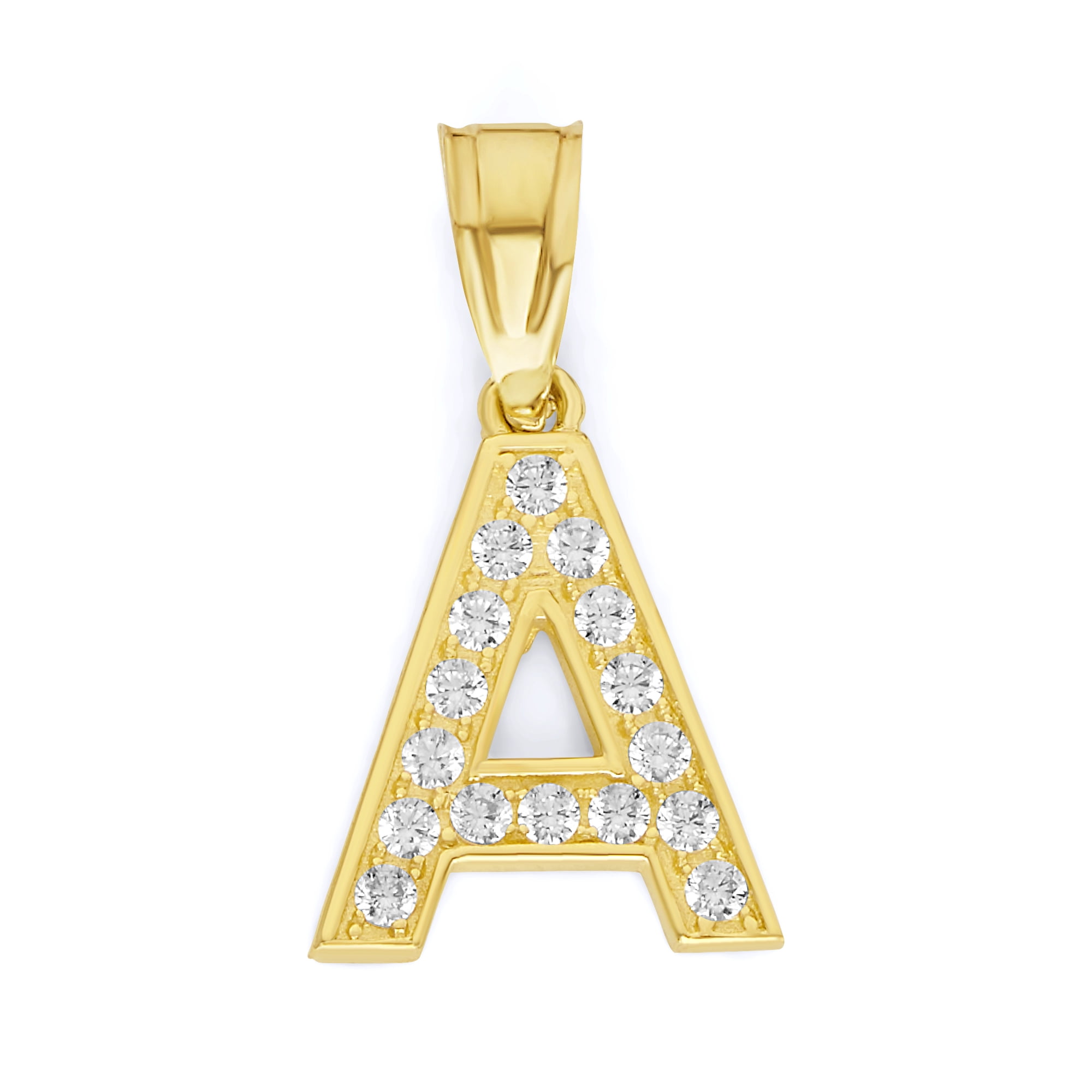 10K Gold Letter A Initial Pendant for 