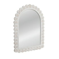 Creative Co-Op Arched Raised Scallop Pattern Wood Wall Mirror, White