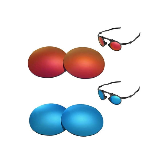 Walleva Polarized Ice Blue   Fire Red Replacement Lenses For Oakley Madman Sunglasses