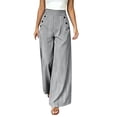 thumbnail image 2 of JOANKDMI Striped Wide Leg Pants for Women High Waisted Flowy Trousers with Sailor Button Detail Casual Dressy Work Office Wear Flattering Summer Holiday Bottoms, 2 of 8
