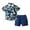 Blue, variant on XUELUO Toddler Boys Casual Outfit Sets Children'S Summer Suit Short Sleeve Floral Shirt Shorts Suit Clothing Streetwear