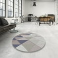 thumbnail image 4 of Ahgly Company Machine Washable Indoor Round Transitional Dark White Beige Area Rugs, 6' Round, 4 of 7