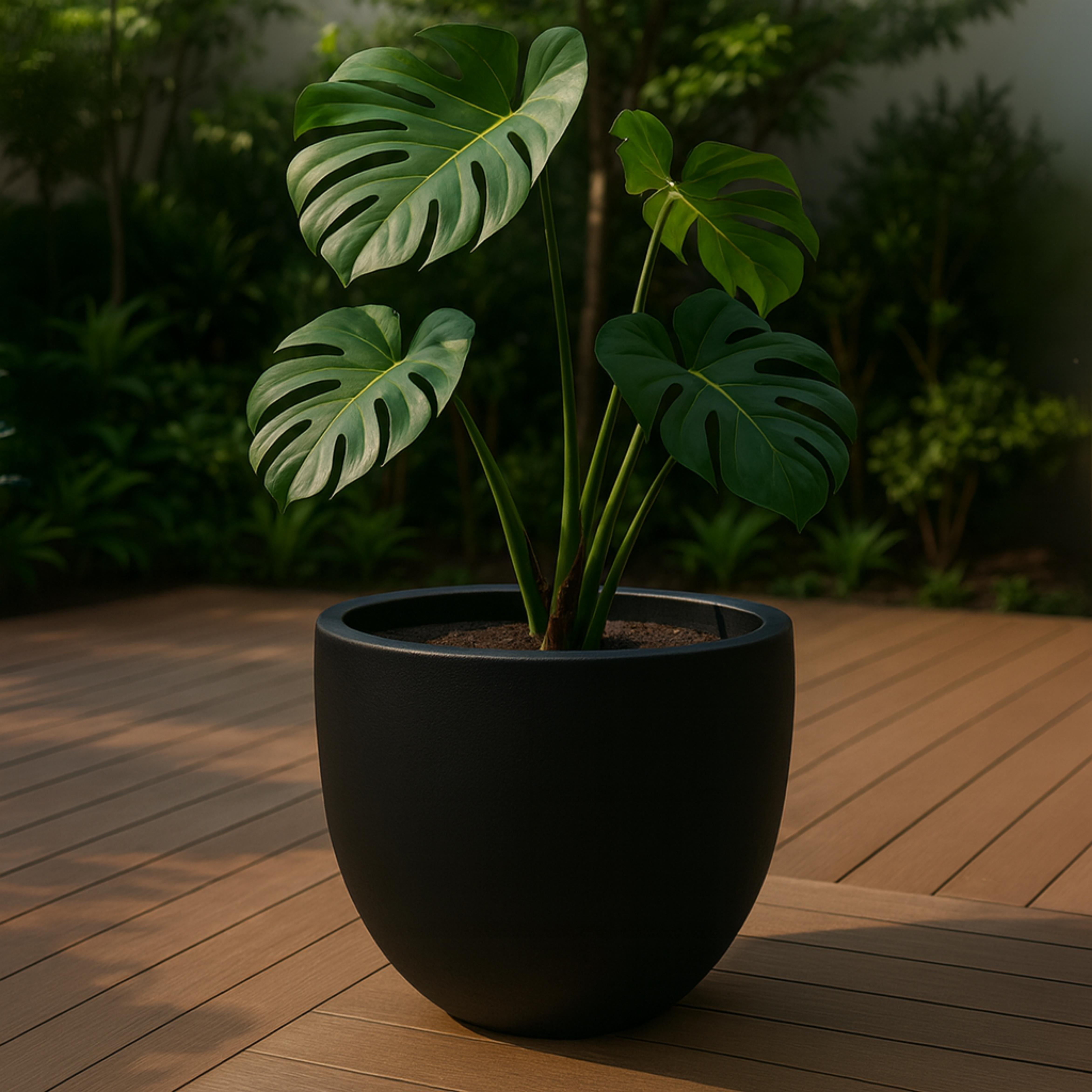 LeisureMod Dahlia Mid-Century Tapered Round Planter, Fiberstone & MgO Clay, Indoor/Outdoor Plant Pot