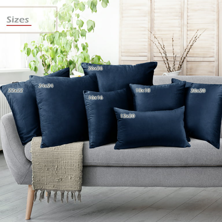 Deconovo Decorative Throw Pillow Covers 18x18, Navy Blue Velvet Pillow  Covers Solid Square Pillowcase for Sofa, 18 x 18, 2 Pack