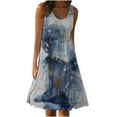 thumbnail image 1 of SMihono Robes d'Été Bohémiennes pour Femmes Grande Taille Mode Décontractée Sexy Col Carré Imprimé Robes d'Été Sans Manches Robe Pull, 1 of 5