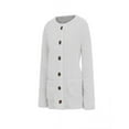 thumbnail image 7 of Early Fall Fashion Sawvnm Winter Long Coats for Women Casual Plus Size Plush Sweater Pockets Outerwear Buttons Cardigan Coat Gifts Chunky Cardigan Sweaters for Women White 5XL, 7 of 7