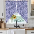 thumbnail image 6 of Purple Navy Blue Swag Valances for Windows, Kitchen Curtains 36 Inch Length 2 Panels Set, Retro Botanical Abstract Art Short Curtains for Small Windows Rod Pocket Cafe Curtains Drapes 28"x36", 6 of 8