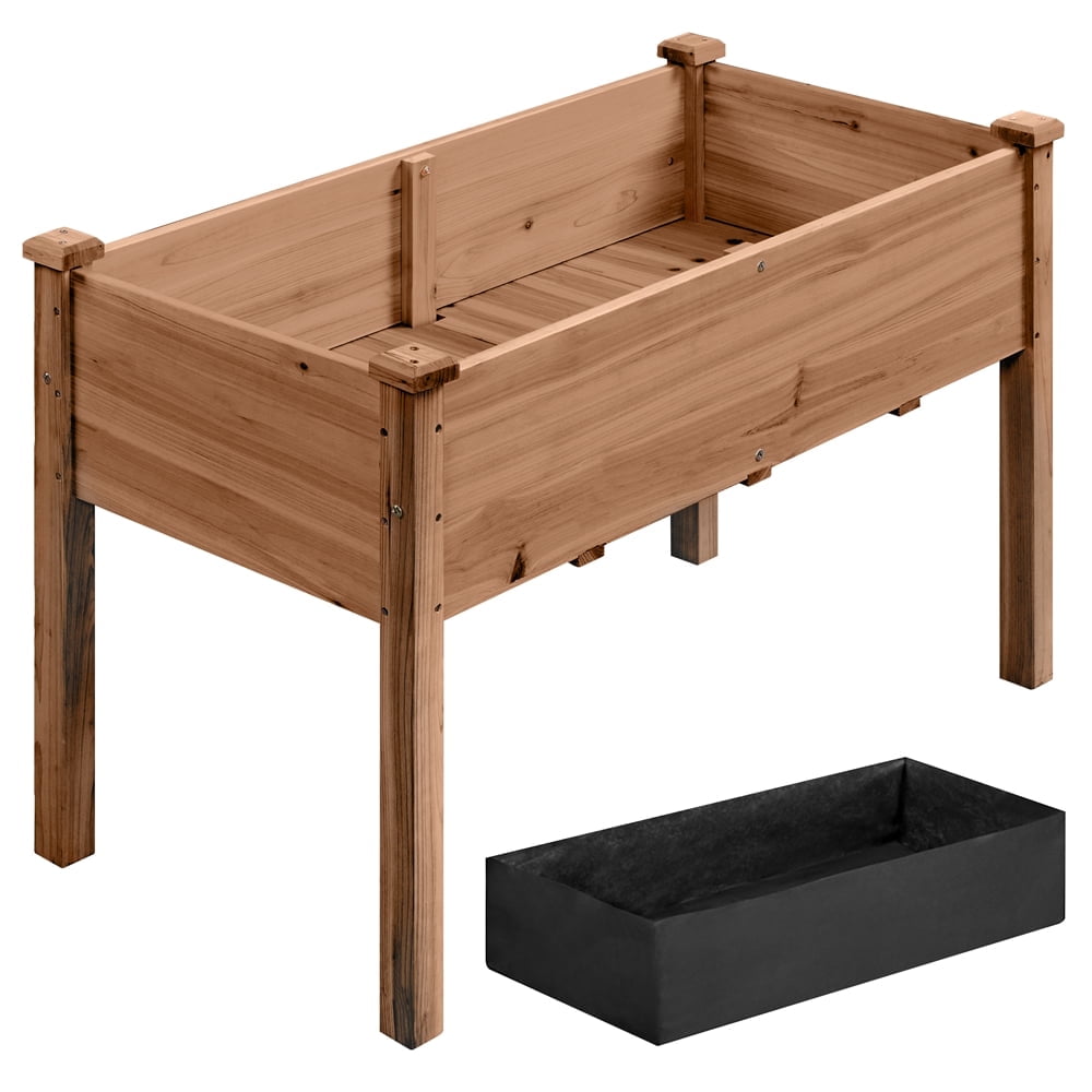 Yaheetech Rectangle Fir Wood Raised Garden Bed Planters,Dark Brown