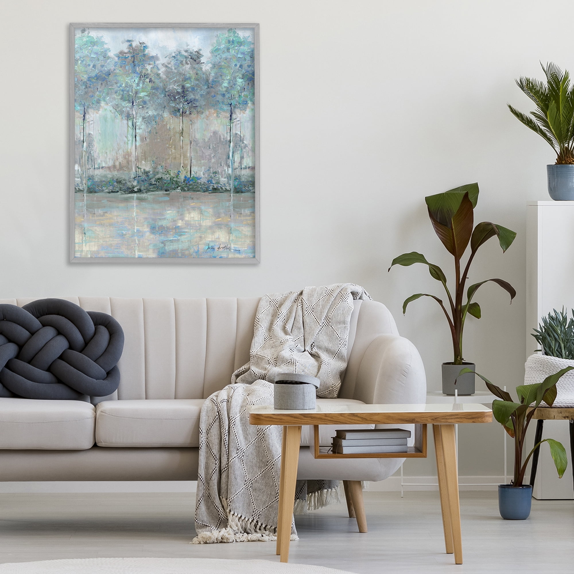 Stupell Industries Subdued Impression of Trees Gray Framed Giclee Art, design by Sally Swatland