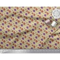 thumbnail image 2 of Soimoi Beige Cotton Jersey Fabric Ranunculus & Chrysanthemum Floral Printed Craft Fabric by the Yard 58 Inch Wide, 2 of 3