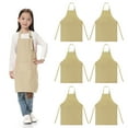 thumbnail image 1 of TOPTIE 6 Pack Kids Aprons with Pocket & Adjustable Strap, Child Chef Bib Apron for Kitchen Cooking Baking Painting-Khaki-L, 1 of 7