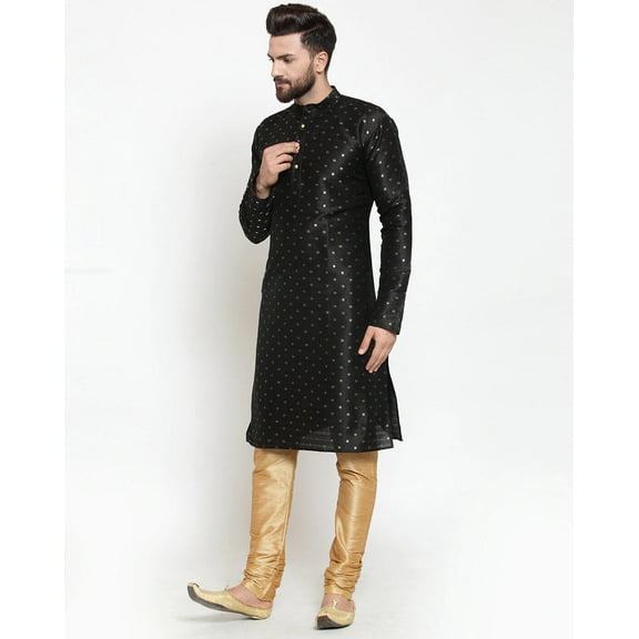 Mens Printed Desginer Silk Blend Indian Bollywood Ethnic Wear Kurta Pyjama